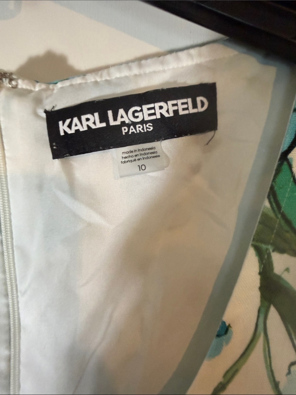 Karl Lagerfeld Linen Blend Blue Floral Dress - Picture 2 of 4